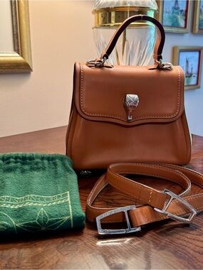 NWOT Kieselstein-Cord Leather Crossbody/Top Handle in Cognac Brown